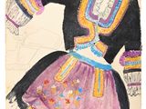 une image représentant le dessin d'une femme vêtue d'une robe colorée