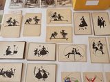 a table that has a lot of different pictures on it