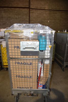 a cart that has a lot of boxes in it
