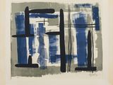 une image représentant une peinture abstraite bleue et blanche sur une feuille de papier