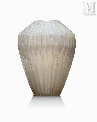 a white vase sitting on a table with a white background