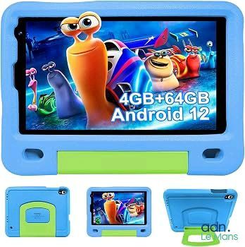 une photo d'une tablette pour enfant avec un personnage de dessin animé à l'écran