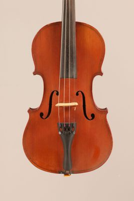 a close up of a violin with a bow on a white background