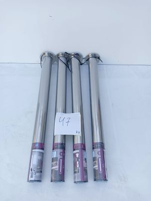 four different types of stainless steel pipes on a white surface