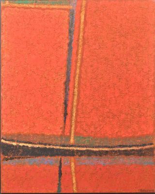 an image of a painting of a red square with a black border