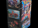 a box of pokemon trading cards on a black background