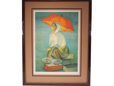 Louis TOFFOLI (1907-1999) - Marchande à l'ombrelle - Lithogr…