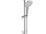 a close up of a shower head with a hand shower