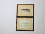 two paintings hanging on the wall next to each other