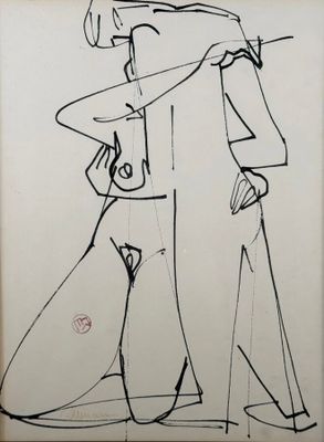 Raymond ESPINASSE (1897-1985) Le couple Encre sur papier.