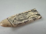 a close up of a piece of ivory with a drawing on it