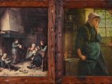 deux tableaux représentant une femme en robe verte et un homme en robe verte