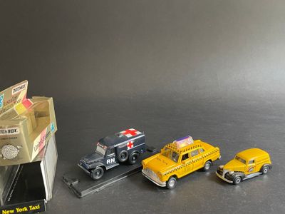 3 voitures 1/43ème Die cast, Matchbox en BO, taxi US