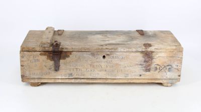 an old wooden box that is sitting on a table
