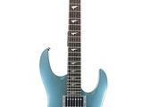an electric guitar is sitting on a stand on a white background