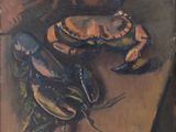 a painting of a crab and a lobster on a table