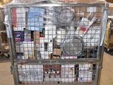 a metal cage with a bunch of items in it