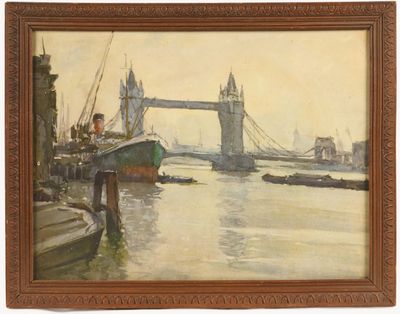 l'image d'une peinture représentant un pont au-dessus d'une étendue d'eau