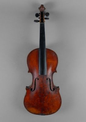 a close up of a violin on a white background