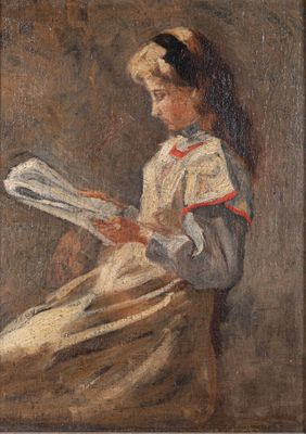 une image représentant un tableau où l'on voit une jeune fille en train de lire un livre