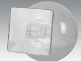 a white light that is on top of a glass ball