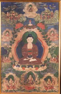 une image représentant un tableau où l'on voit une personne assise en position du lotus