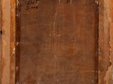 an image of a painting of a wooden frame with writing on it