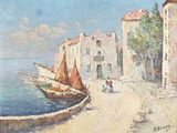 un tableau représentant un homme et une femme marchant dans la rue