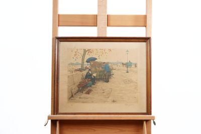 a picture of a painting on a easel with a picture on it