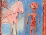 a painting of a man and a horse in front of a mirror