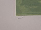 a picture of a painting of a green square on a white wall