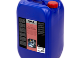 a blue container with a red lid and a red cap