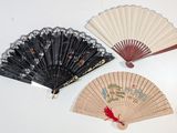 several different types of fan are displayed on a white surface