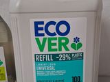 a bottle of ecoverol and a bottle of disinfectant next to each other