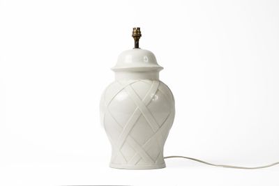 Lampe en céramique vernissée de forme balustre à décor en re…