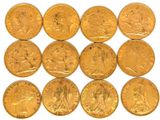 a collection of gold sovereigns, including sovereign sovereigns and sovereign sovereigns
