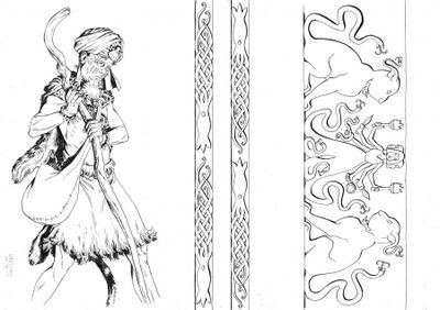 l'image d'un dessin d'une femme en robe longue