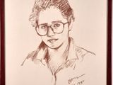 drawing of a woman with glasses and a shirt