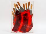 a picture of a knife holder with knives inside of it
