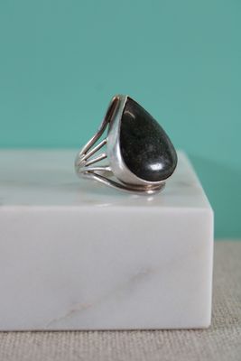 sterling silver ring with black onyxite stone