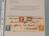 an old envelope with a stamp on it sitting on top of a piece of paper