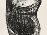 a black and white drawing of a bag with a handle