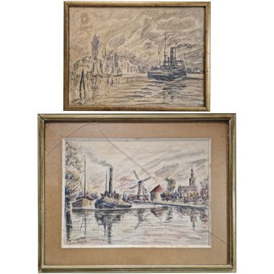 Fernand LAVAL (1886-1966) Canaux en Hollande