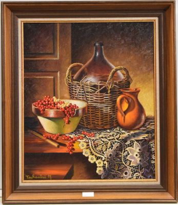 TSCHANTRE (M.) "Composition aux groseilles" hst, sbg, 55x46