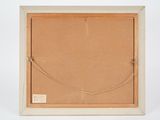 an old picture frame with a piece of paper hanging on it