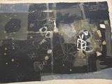 a black and white picture of a painting on a piece of paper