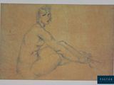 l'image d'un dessin d'une femme nue assise sur le sol
