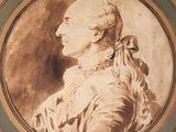 portrait of a man in a white dress with a bow around his neck