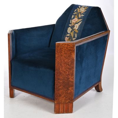 BERGERE ART DECO en placage de loupe d’Amboine. - Photo 1