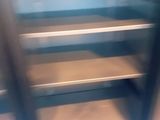 a blurry photo of a bench in a room
